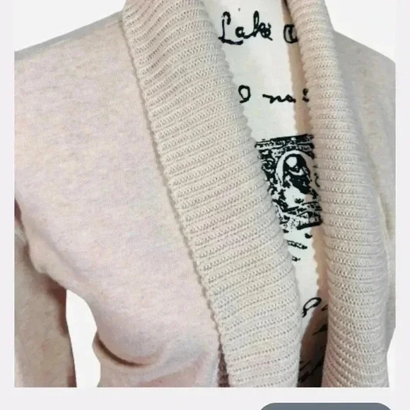 AERIE CARDIGAN SWEATER OATMEAL TAN RIDGE COLLAR OPEN STYLE COMFY  SIZE MEDIUM - Picture 4 of 9
